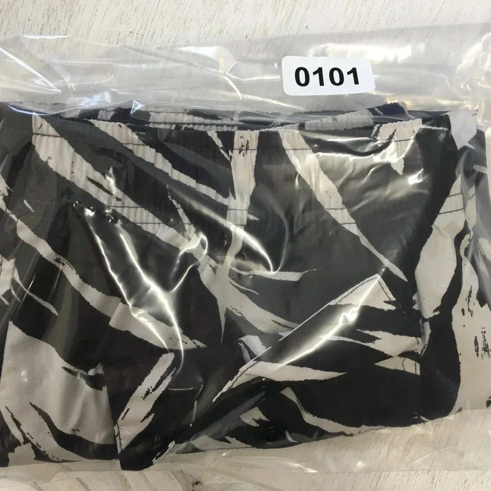 Gap 6” Swim Shorts White Black Multi‎ Men’s S abstract palm print